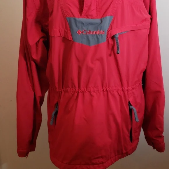 Columbia Men's Waterproof Red Gray 3/4 Zip Pullover Jacket/Windbreaker, Size L - Picture 8 of 11